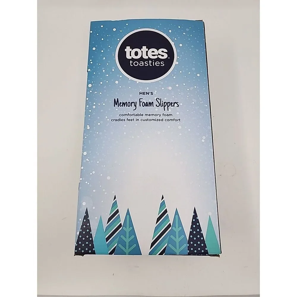 Totes‎ Toasties Men's Medium 8-9 Memory Foam Dark Charcoal Slippers, BRAND NEW